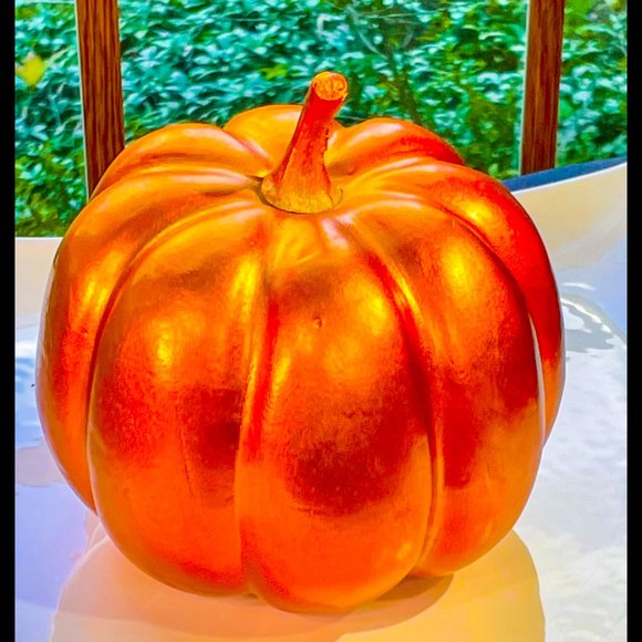 ▪️VTG▪️1990's Lot of 1 Rustic Metal & 1 Metallic Foam Pumpkin Decor Centerpieces - Picture 7 of 11